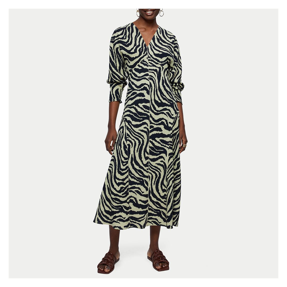 Green Animal Print Maxi Dress main product photo