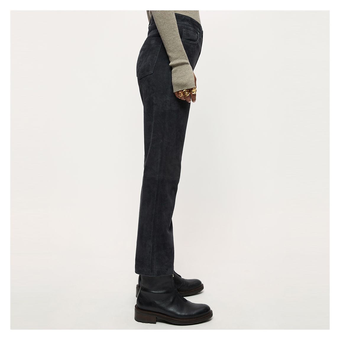 Washed Black Lea Suede Jeans main product photo