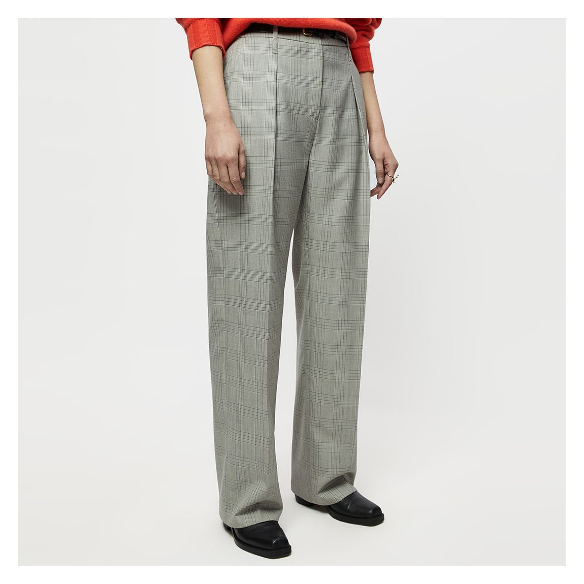 Grey Helena Check Print Trousers main product photo