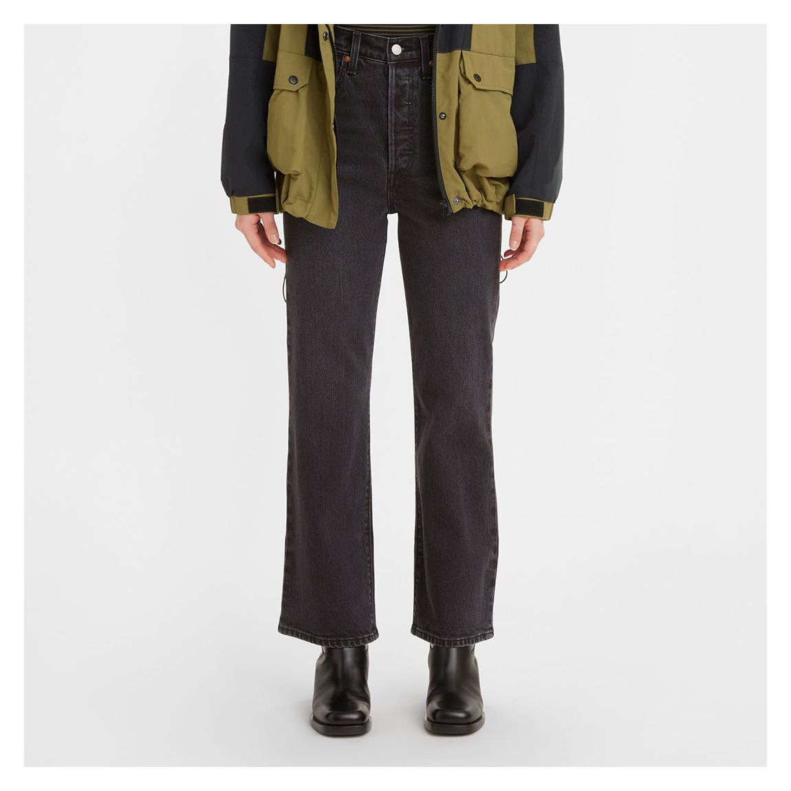 Black Cropped Bootcut Stretch Jeans main product photo