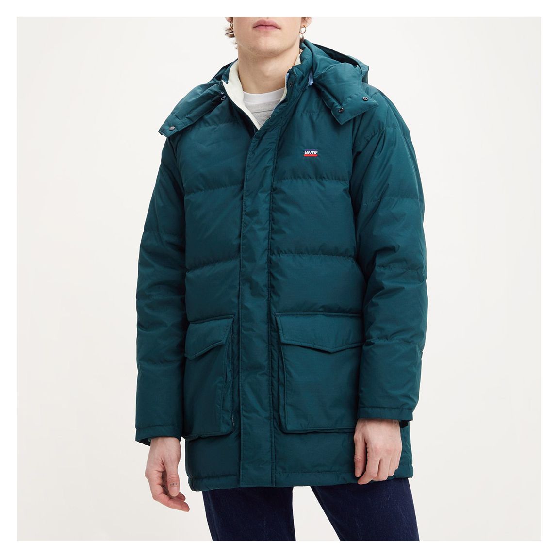 Teal Green Mid Puffer Parka Jacket main product photo