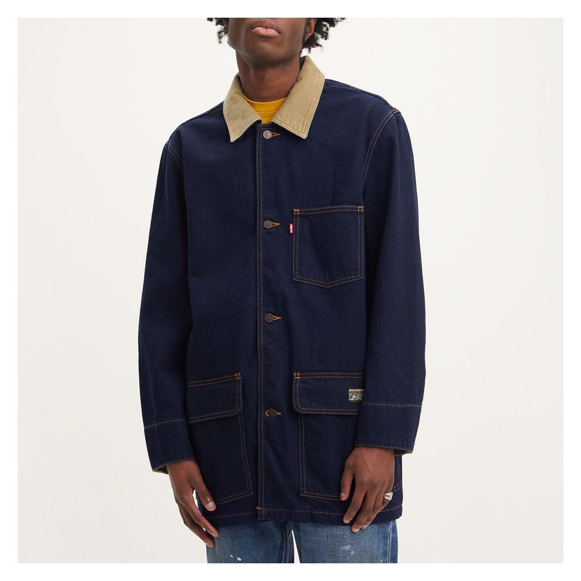 Navy Denim Utility Style Cotton Blend Jacket main product photo