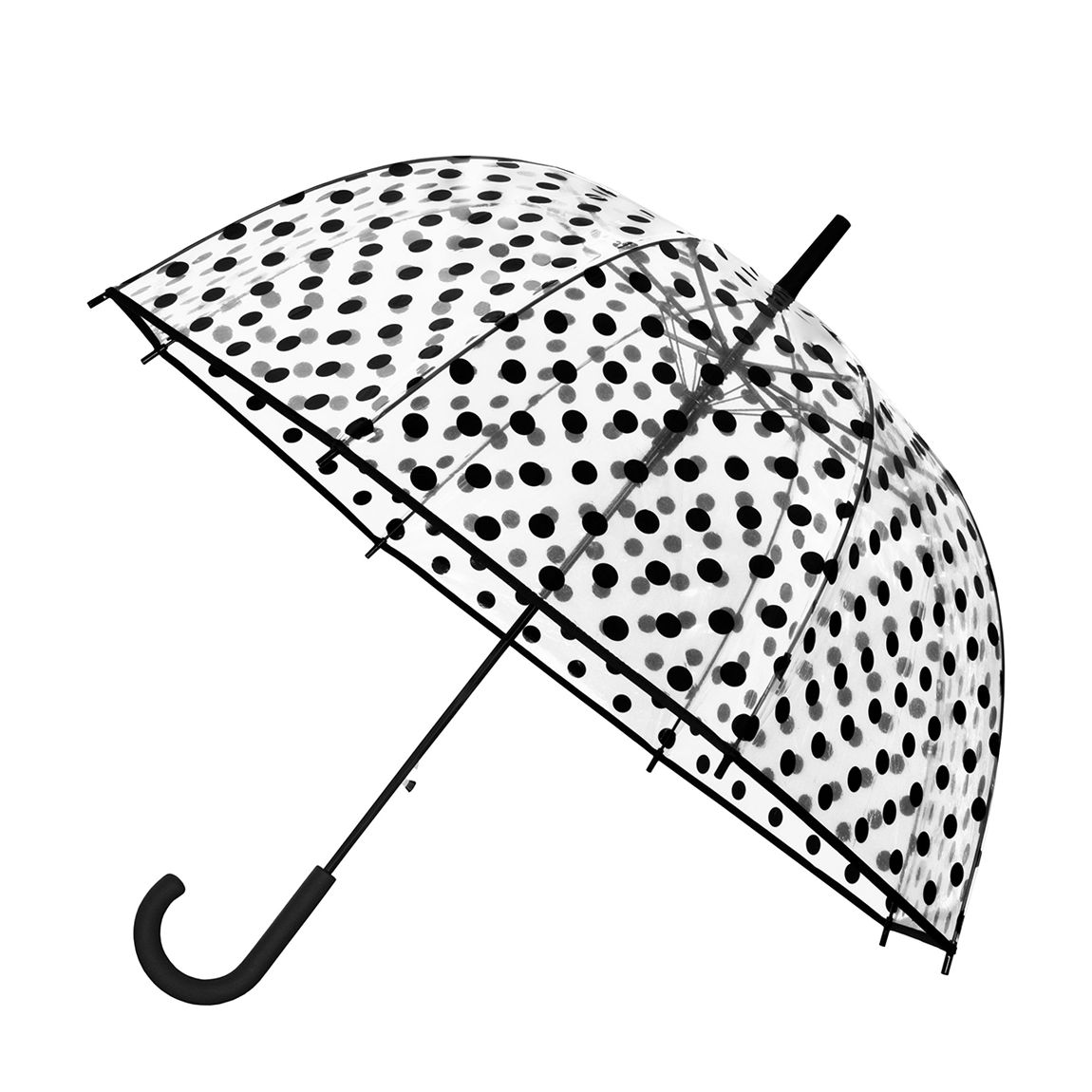 Women's Transparent/Black Polka Dot Print Birdcage Umbrella main product photo
