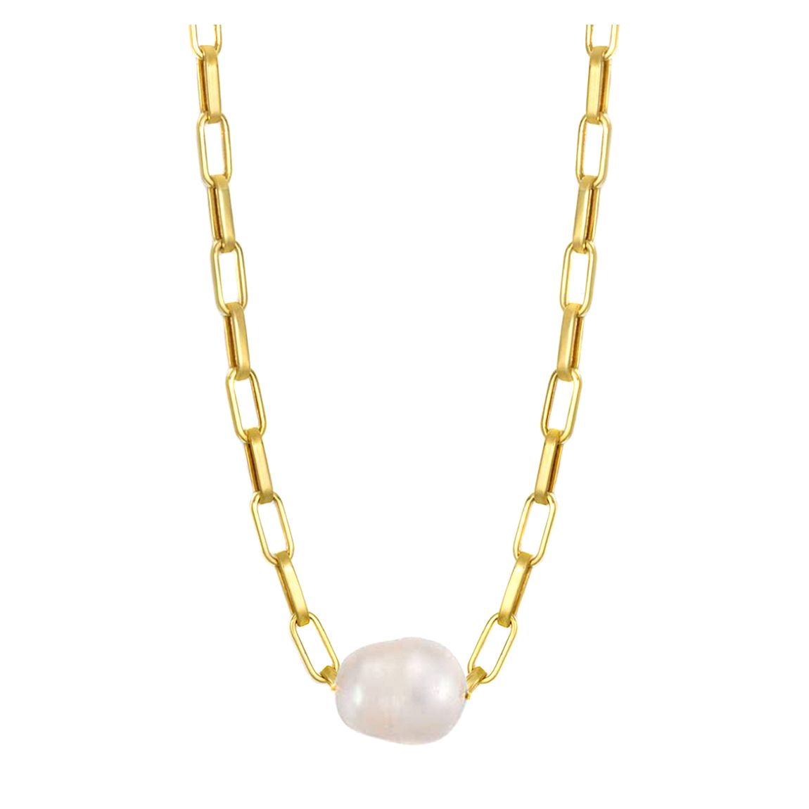 18K Gold Chain Link & Pearl Necklace main product photo