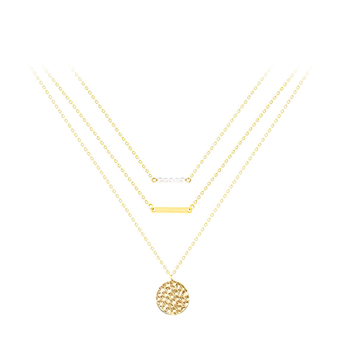 18K Gold Multi Layer Pearl Disc Necklace main product photo