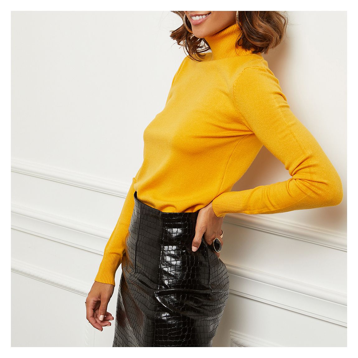 Yellow Turtle Neck Cashmere Blend Jumper main product photo