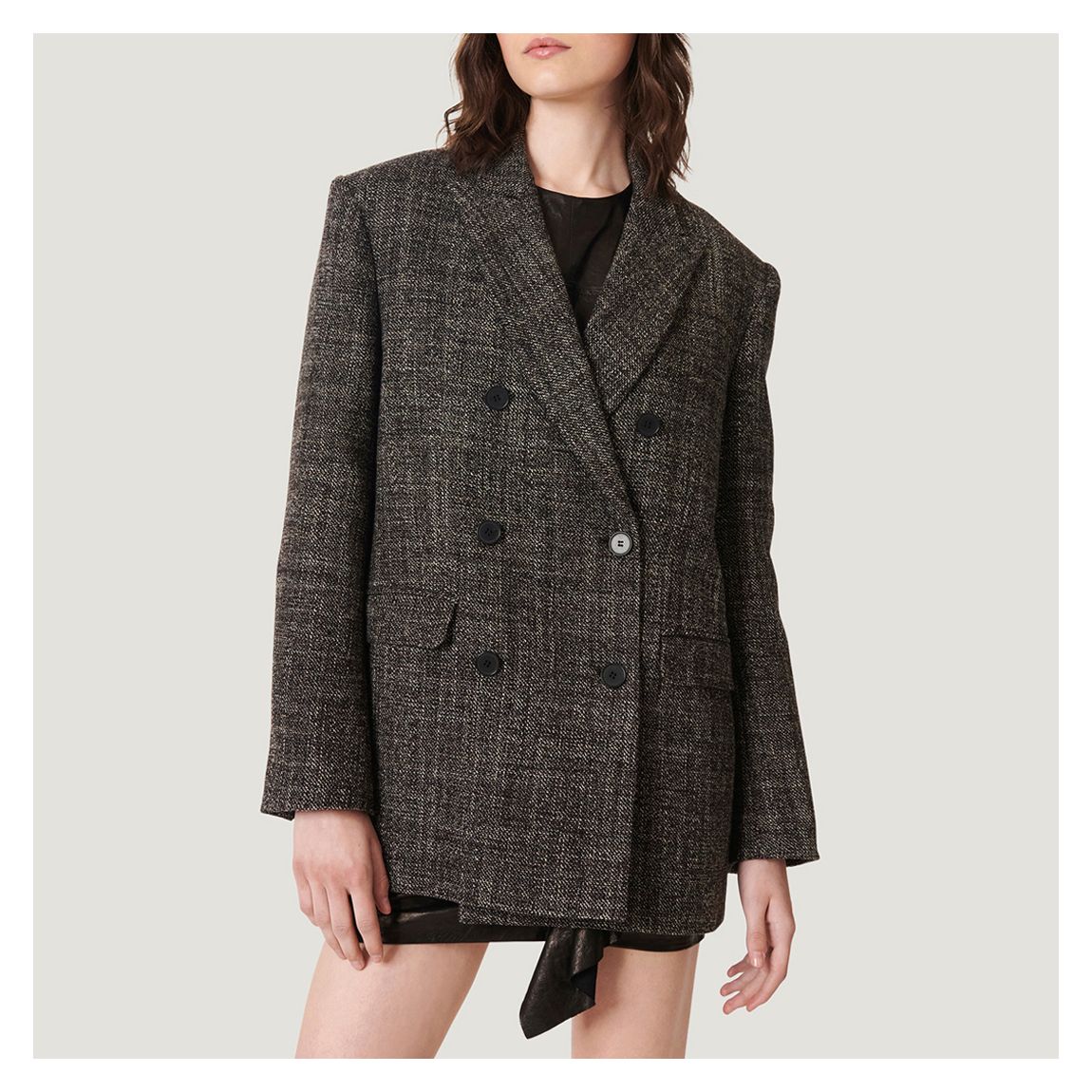 Charcoal Double Breasted Wool Blazer main product photo