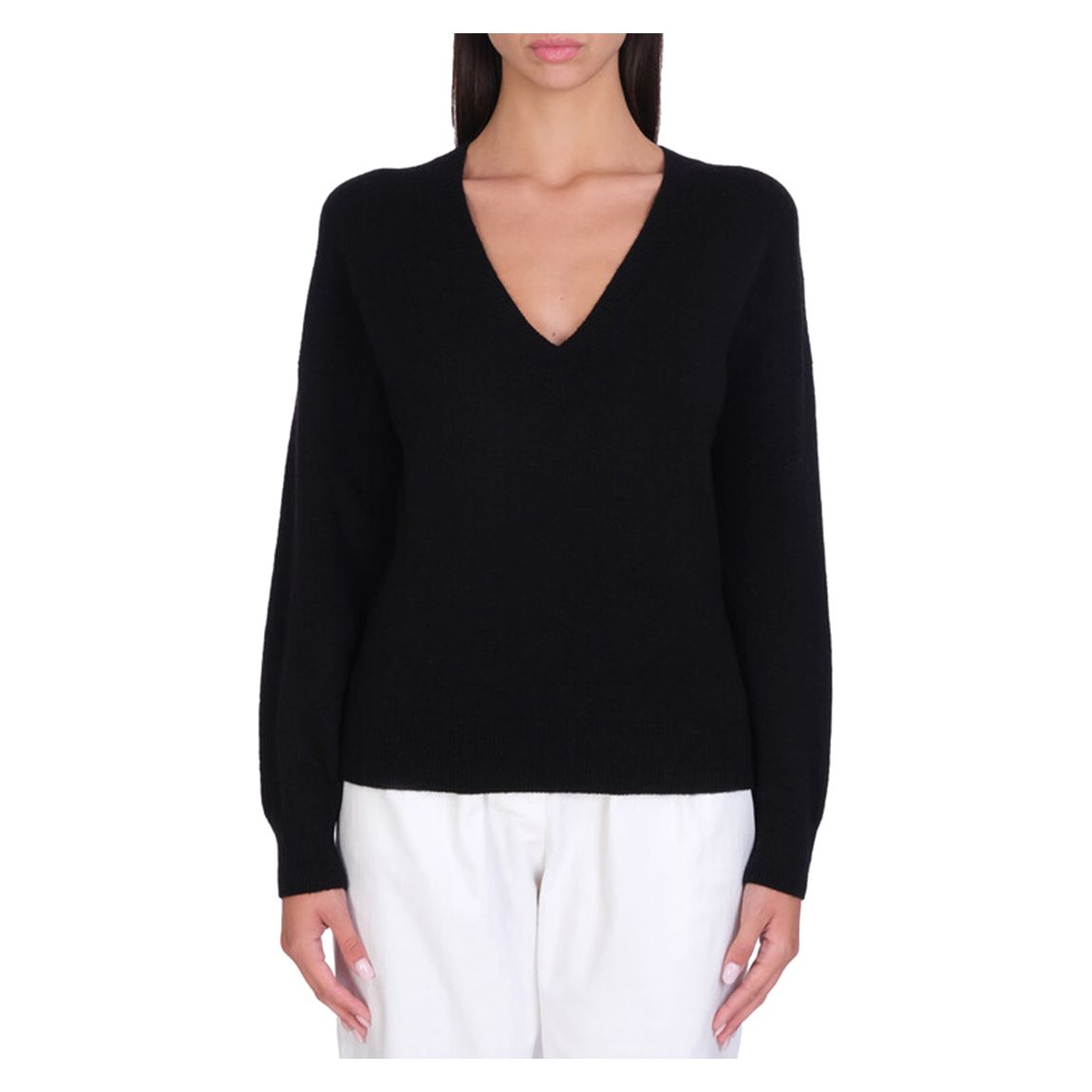Black Miami V Neck Wool Blend Jumper main product photo