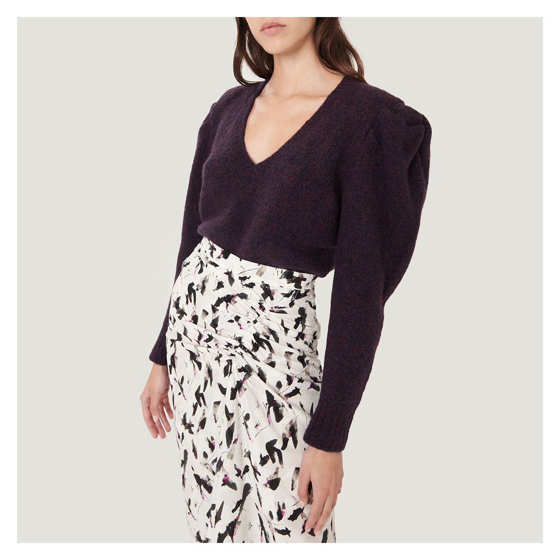 Deep Purple Puff Sleeve Wool Jumper main product photo