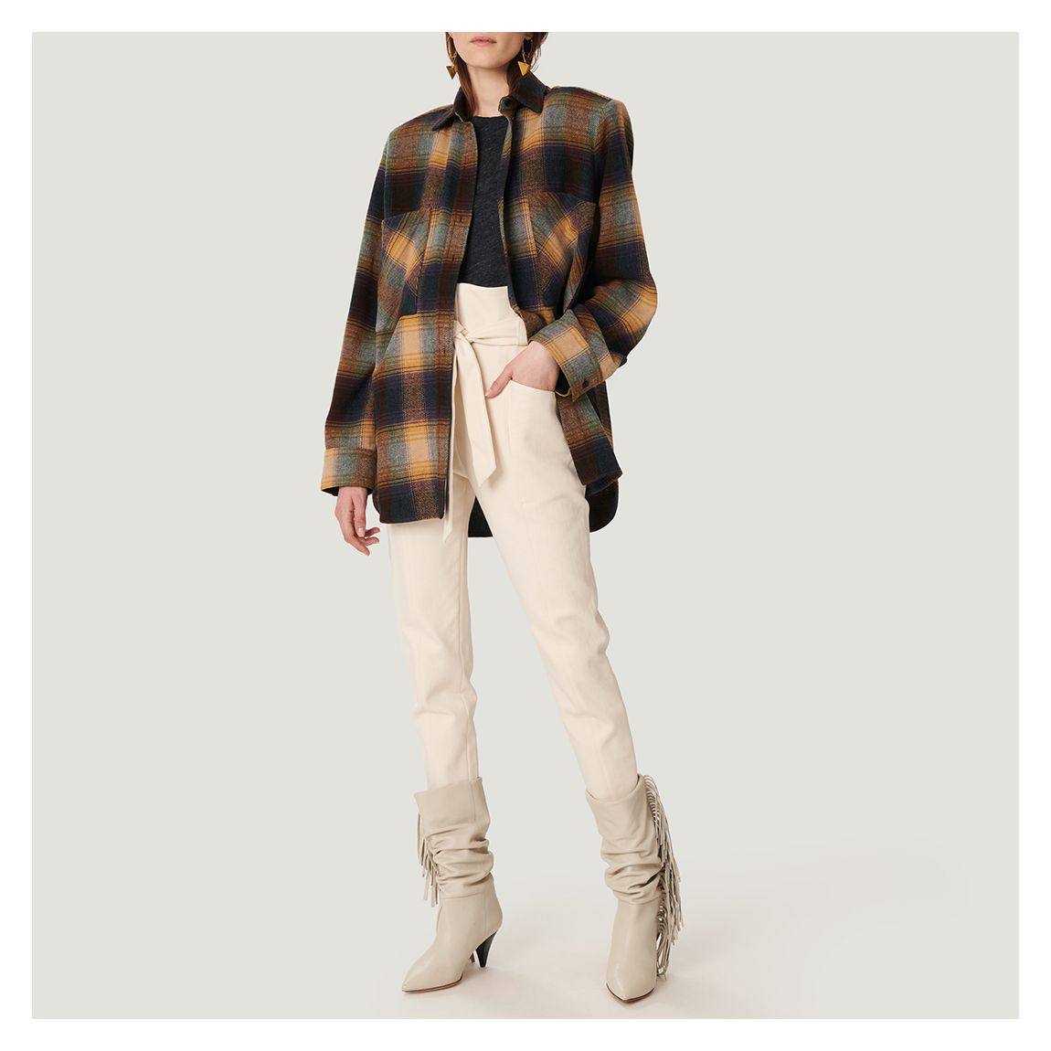 Multi Check Minsi Wool Blend Overshirt main product photo