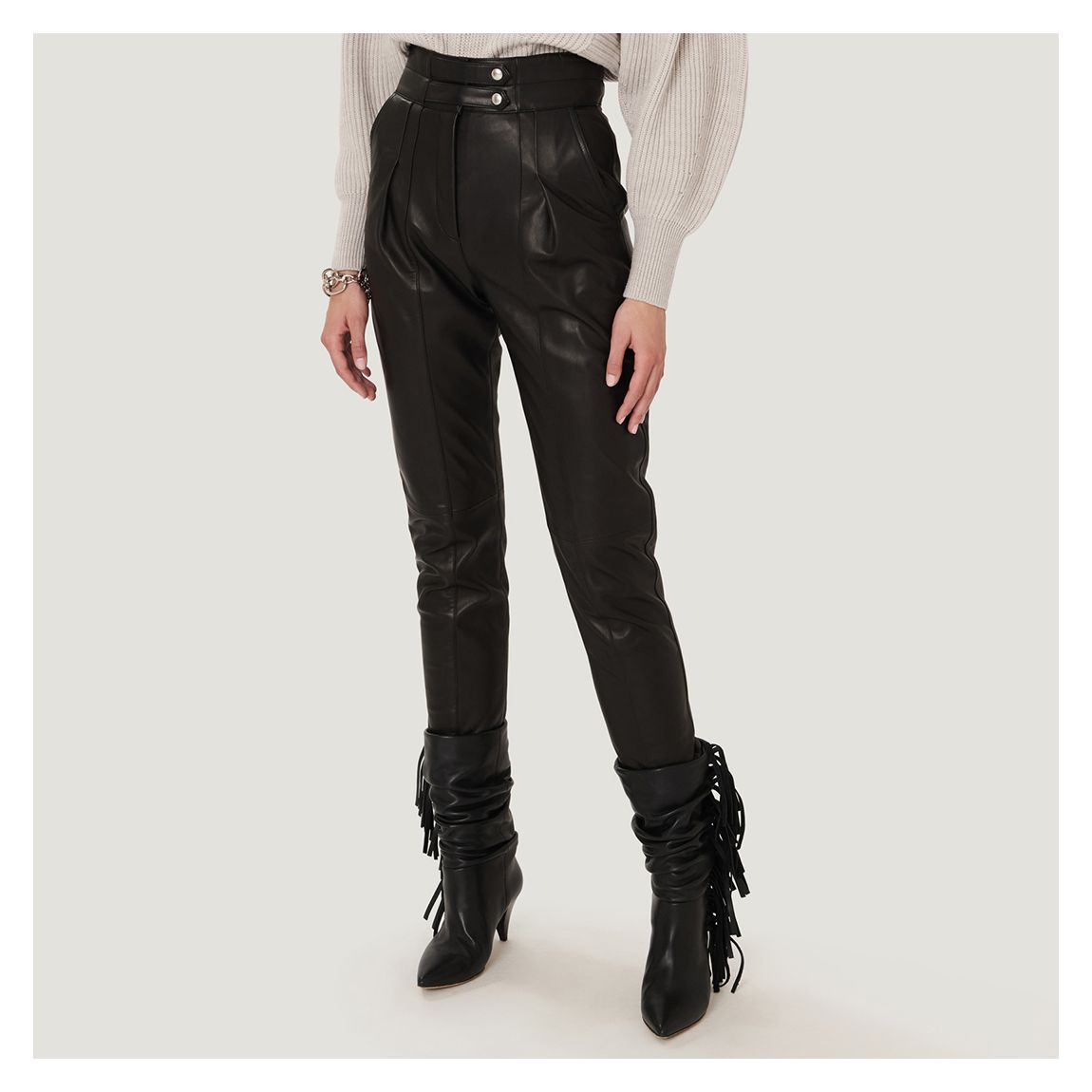 Black Taeru Leather Trouser main product photo
