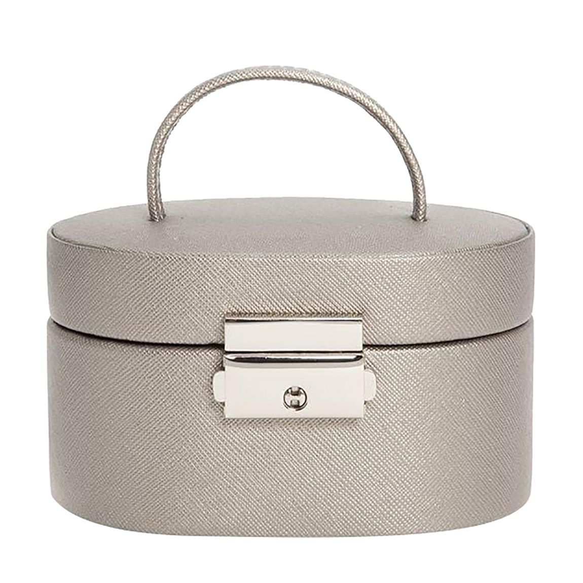 Grey Pewter World Heritage Mini Oval Saffiano Jewellery Box main product photo