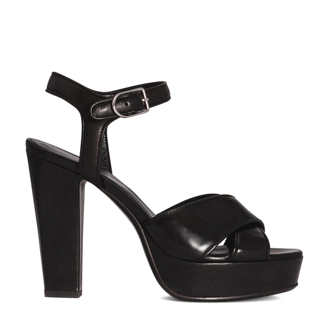 Black Platform Leather Heels main product photo