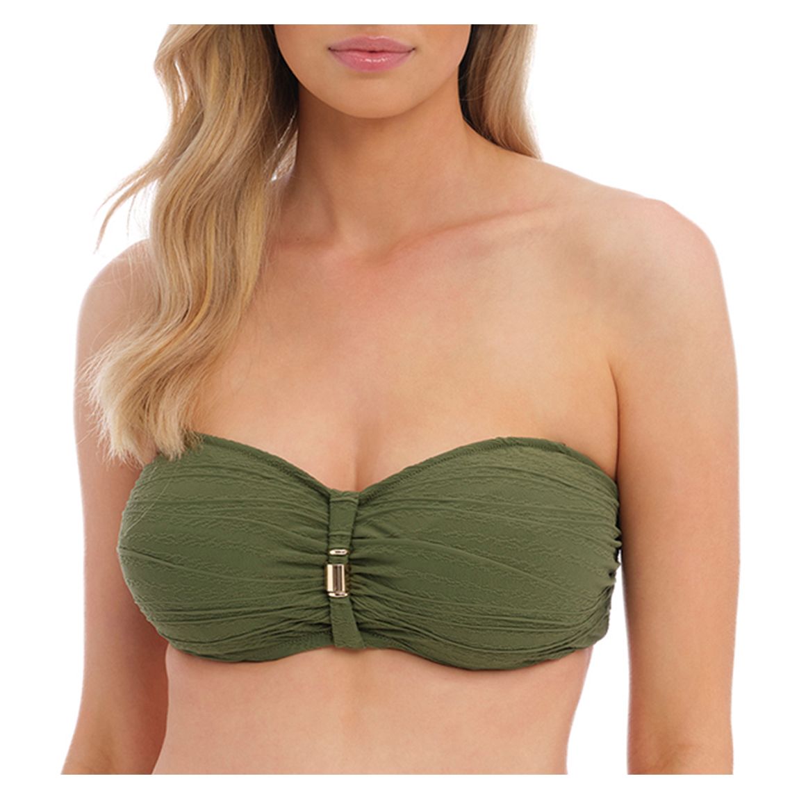 Olive Beach Waves Bandeau Bikini Top main product photo
