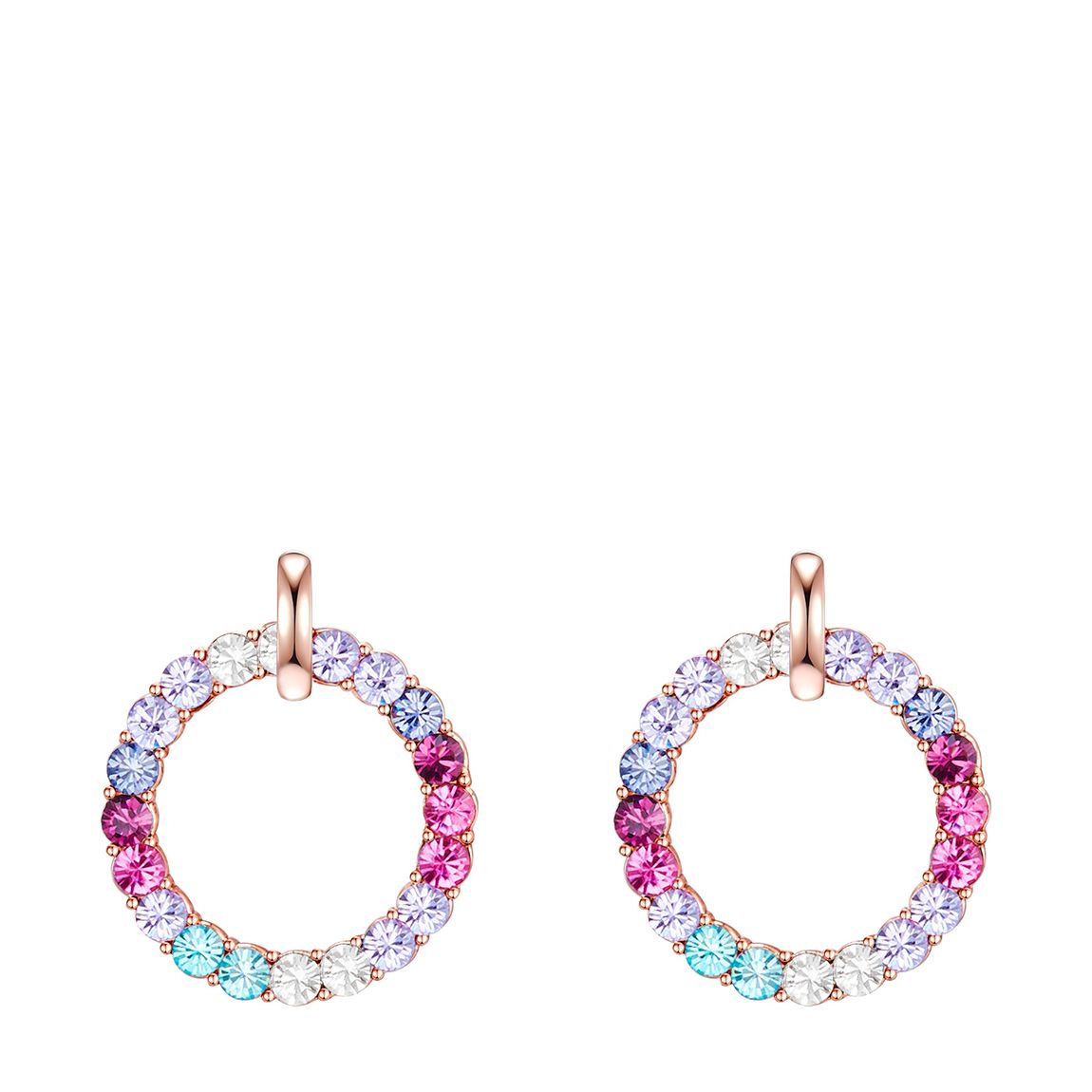 Rose Gold/Multicolour Swarovski Crystal Round Stud Earrings main product photo