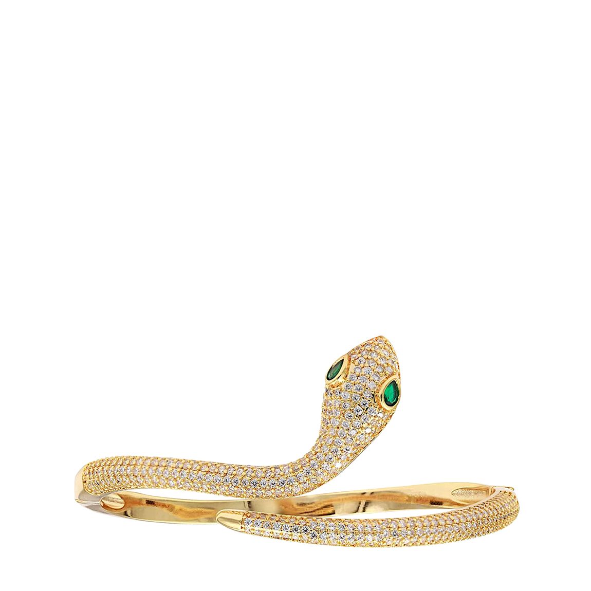 18K Gold Snake Cz Cuff Bangle main product photo