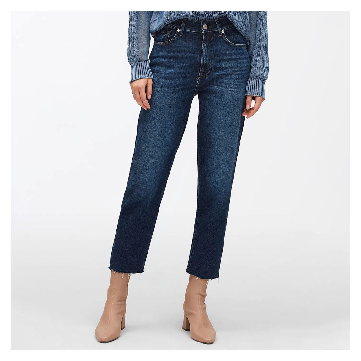Dark Blue Malia Cropped Stretch Jeans main product photo