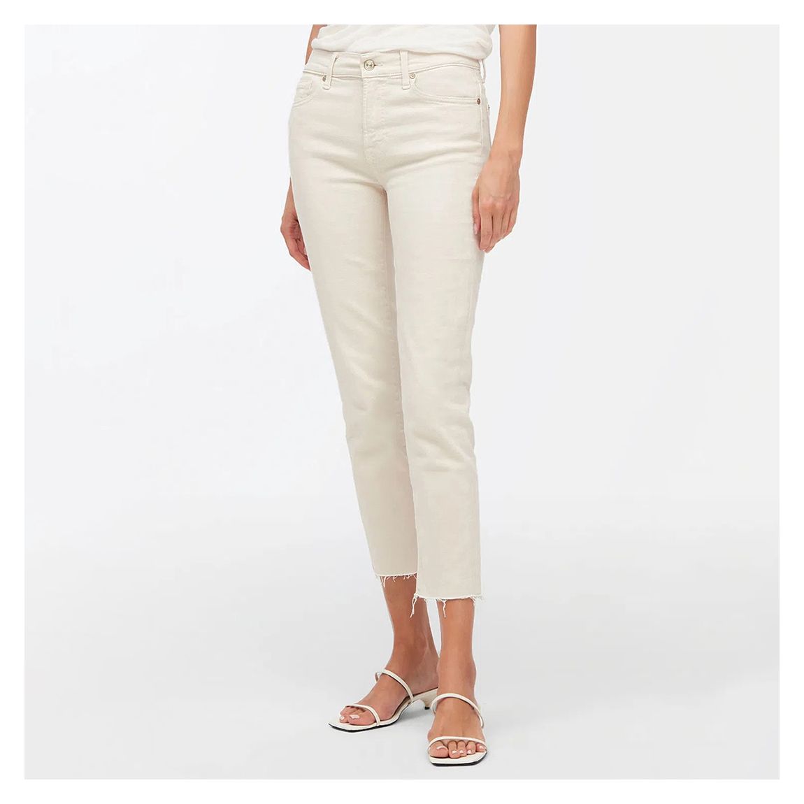 Beige Stretch Roxanne Raw Cut Jeans main product photo