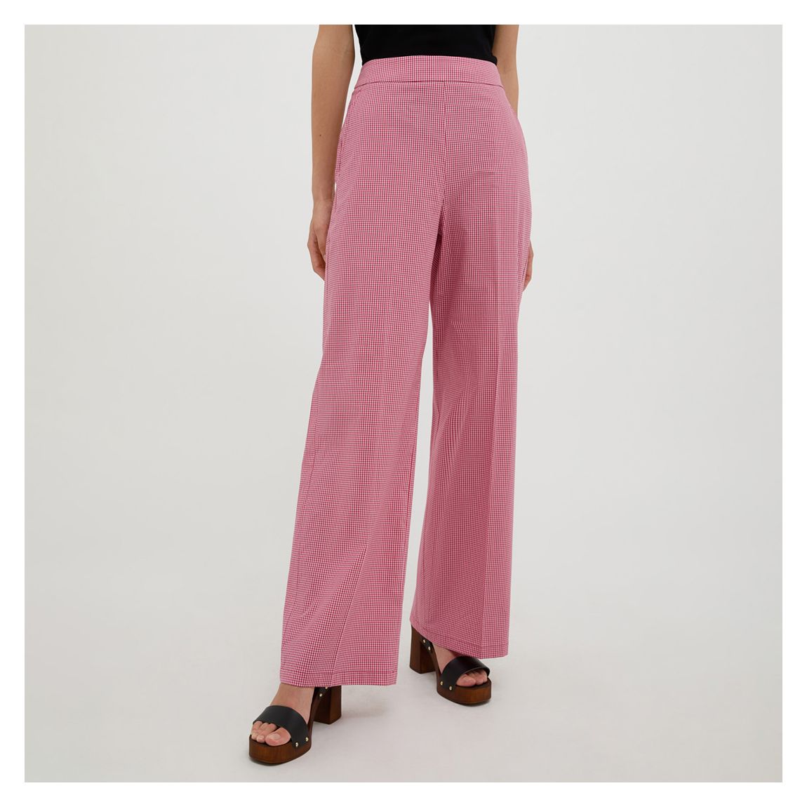 Pink Cofano Check Wide Leg Cotton Trousers main product photo