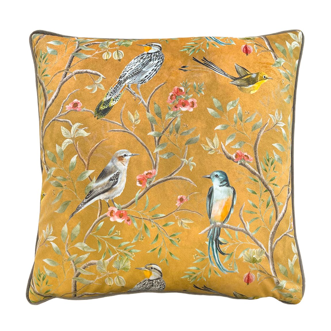 Orient Chinoiserie Birds 43x43cm Cushion, Gold main product photo