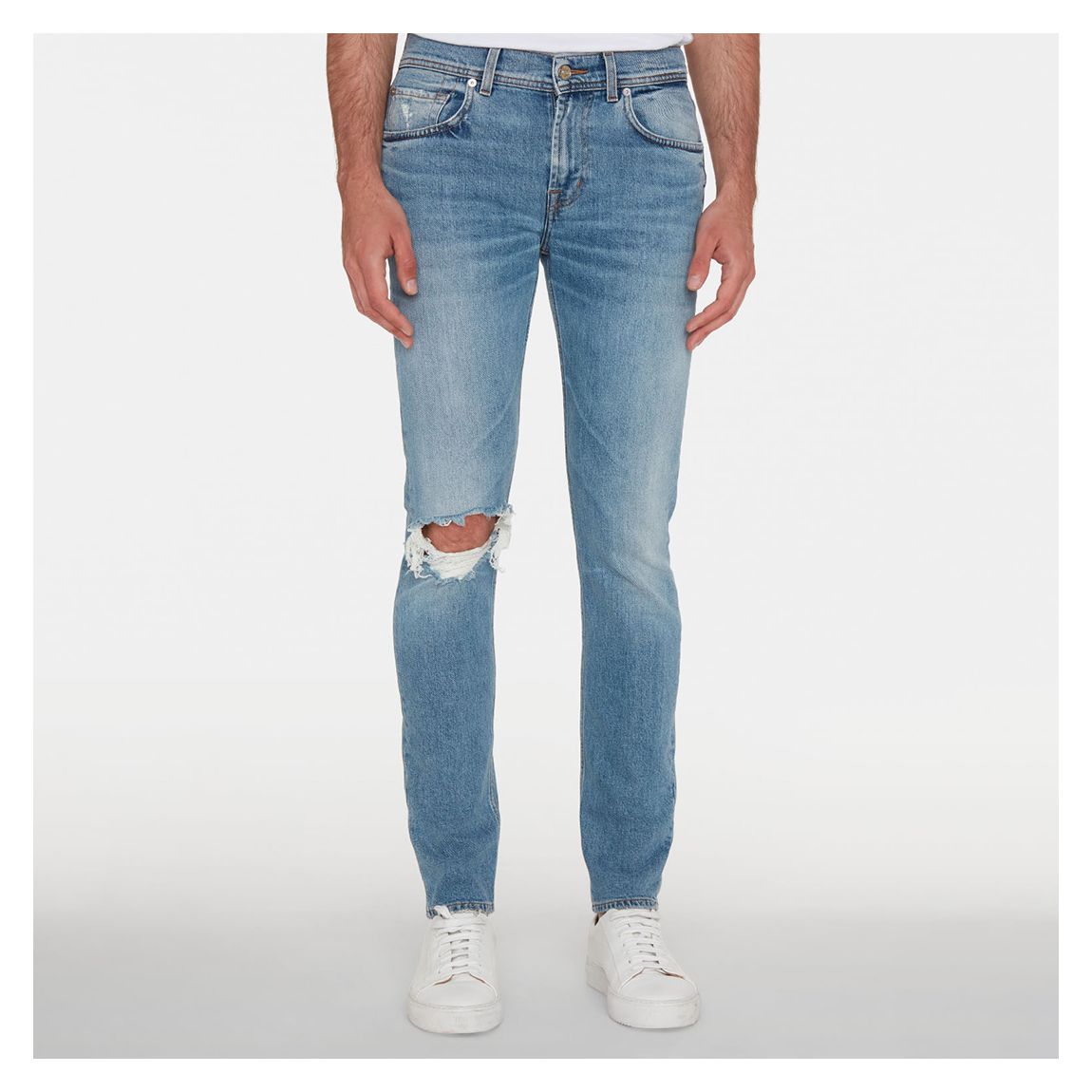 Pale Blue Slimmy Distressed Stretch Jeans main product photo