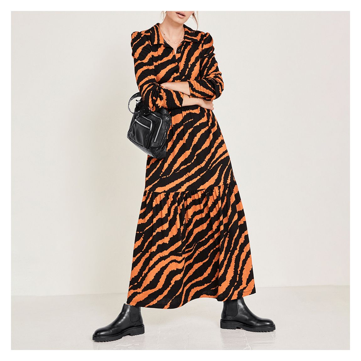 Black/Orange Zebra Kirsty Shirt Dress main product photo