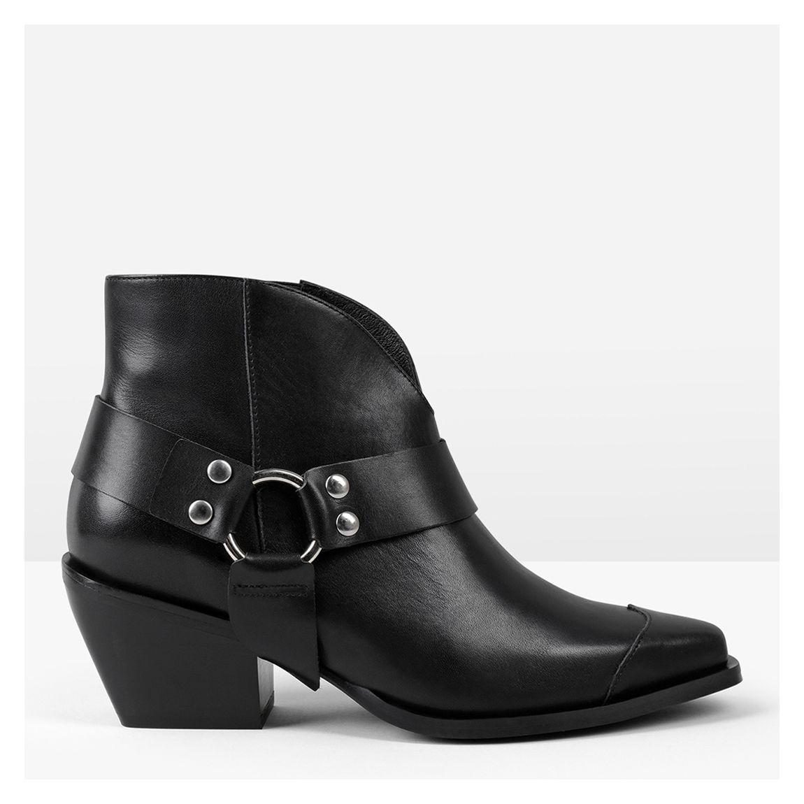 Black Melville Leather Buckle Boots main product photo