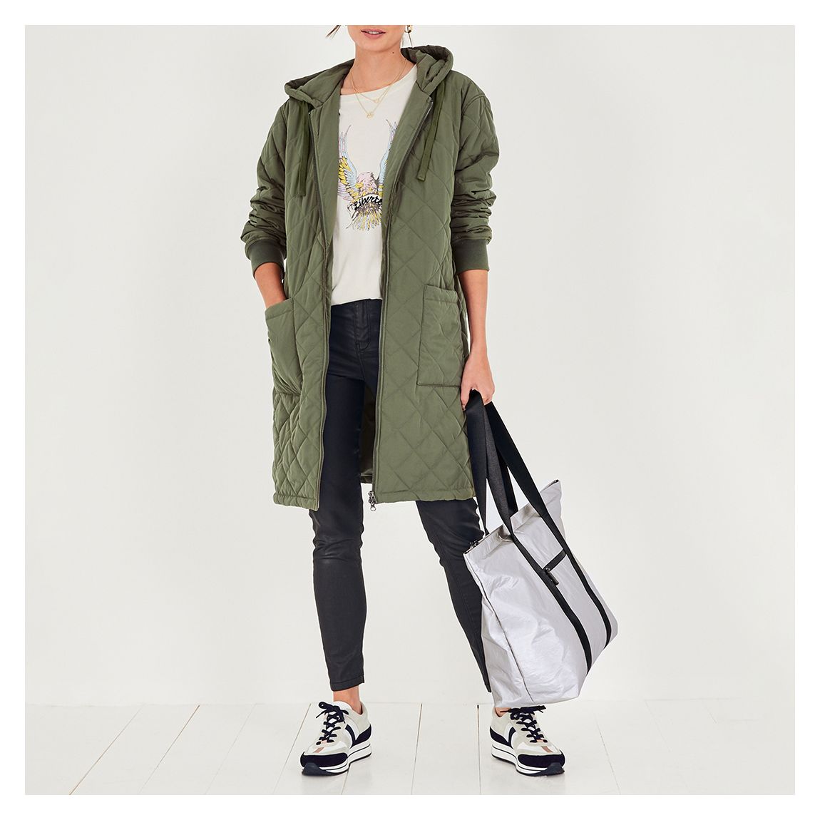 Olive Denver Quilted Parka Jacket main product photo