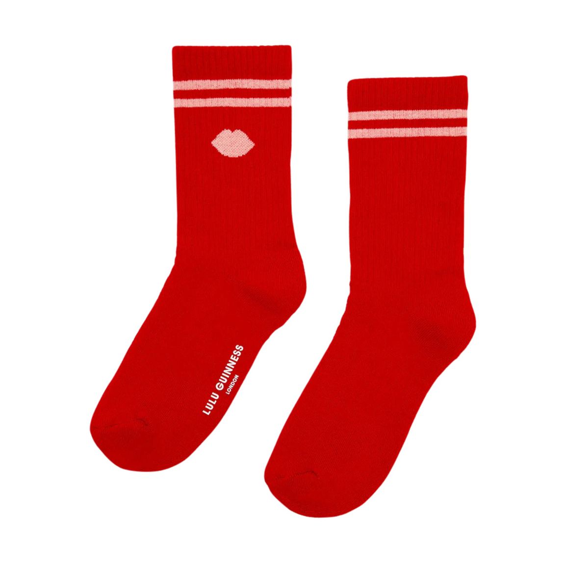 Red Lip Blot Ribbed Ankle Socks main product photo