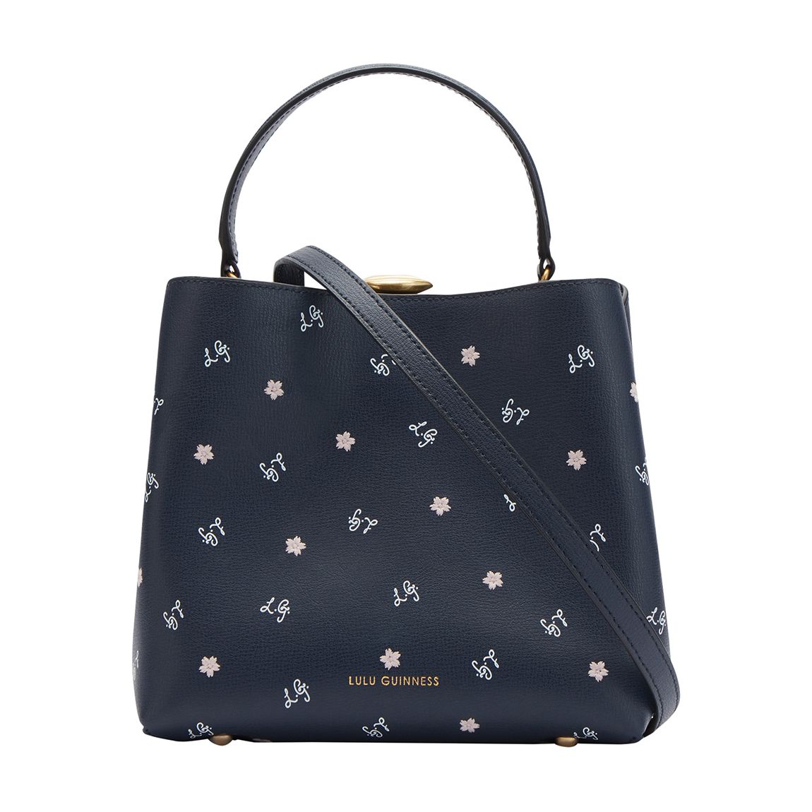 Navy Medium Cherry Blossom Ruby Top Handle Bag main product photo