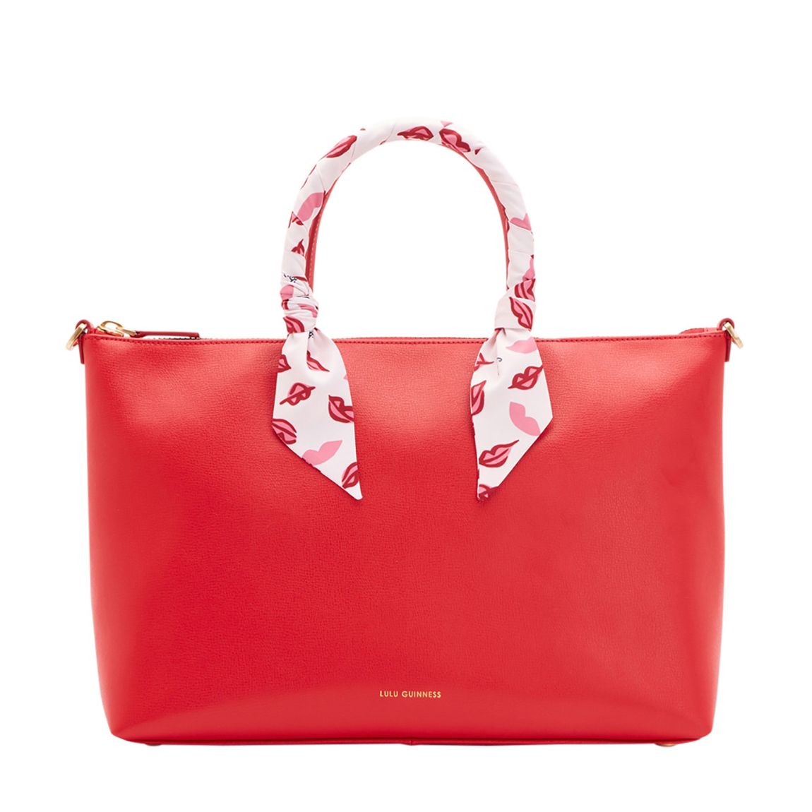 Classic Red Medium Textured Leather Frances Bag With Scarf main product photo