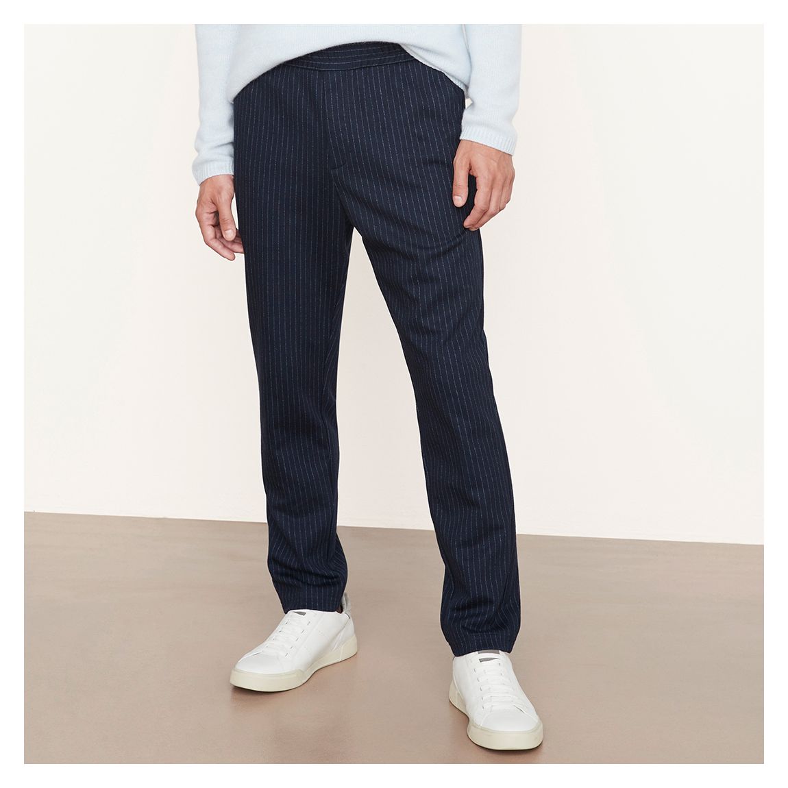 Navy Faded Stripe Cotton Blend Trousers main product photo