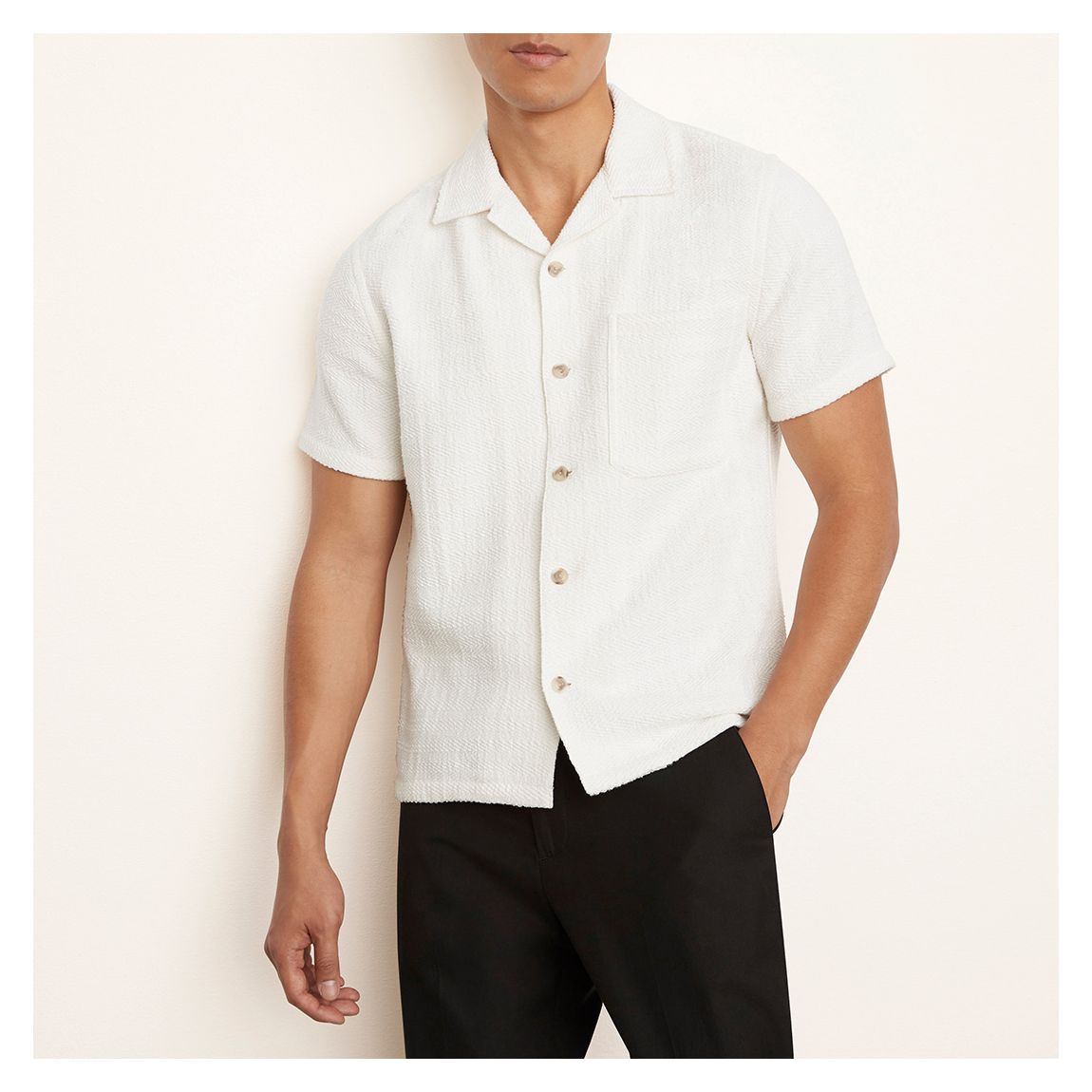 Bone Textured Cotton Blend Short Sleeve Shirt main product photo