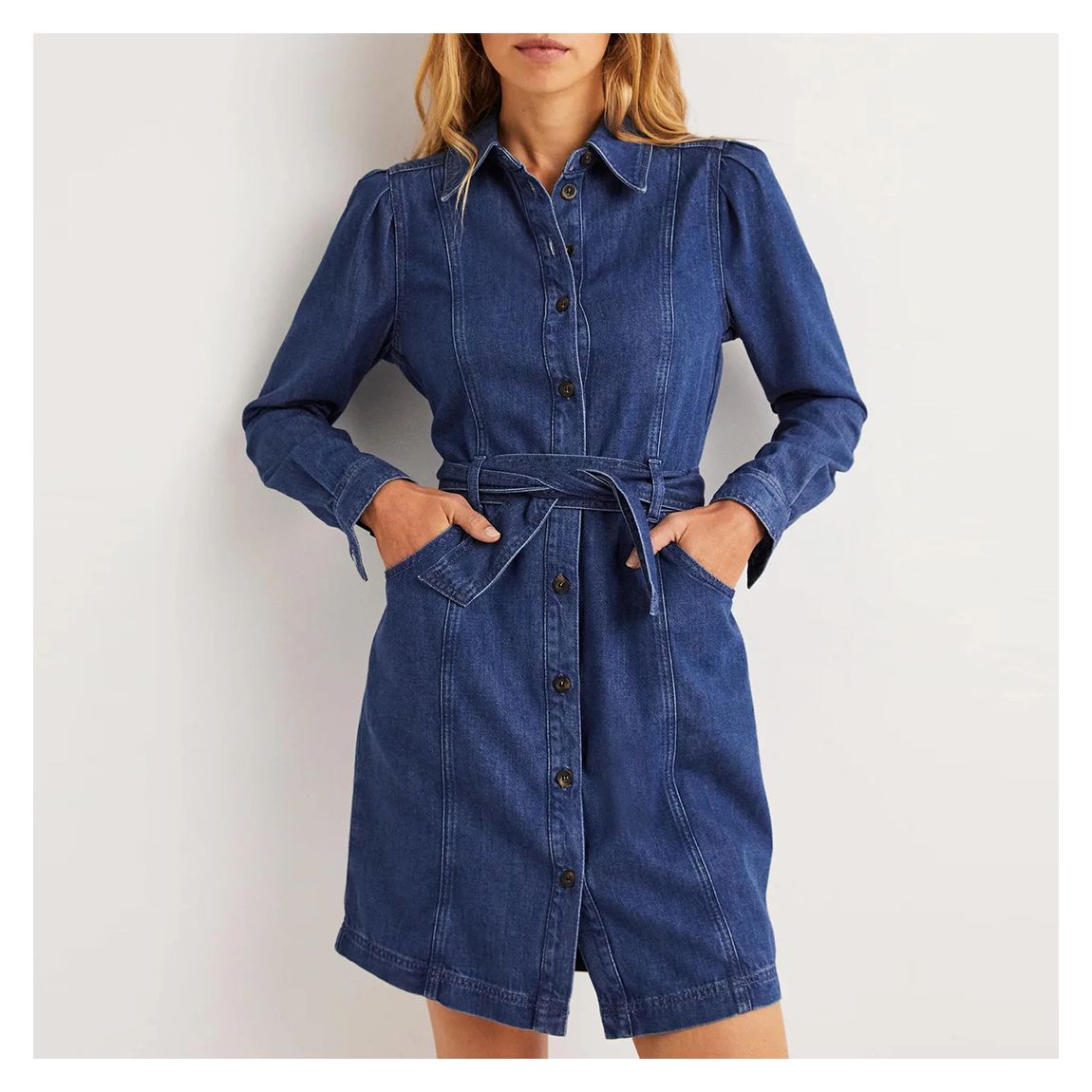 Denim Blue Puff Sleeve Denim Mini Dress main product photo