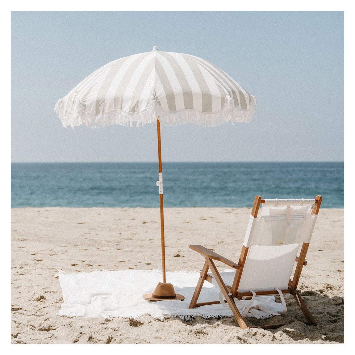 Holiday Beach Umbrella, Sage Crew Stripe main product photo