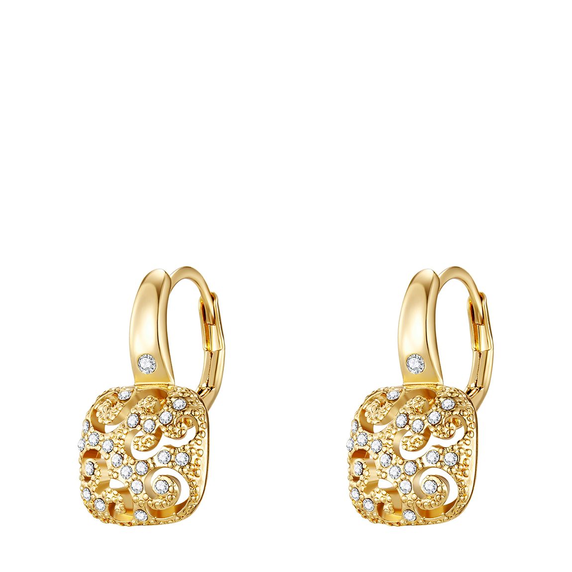 Yellow Gold Swarovski Crystal Embellished Drop Earrings main product photo