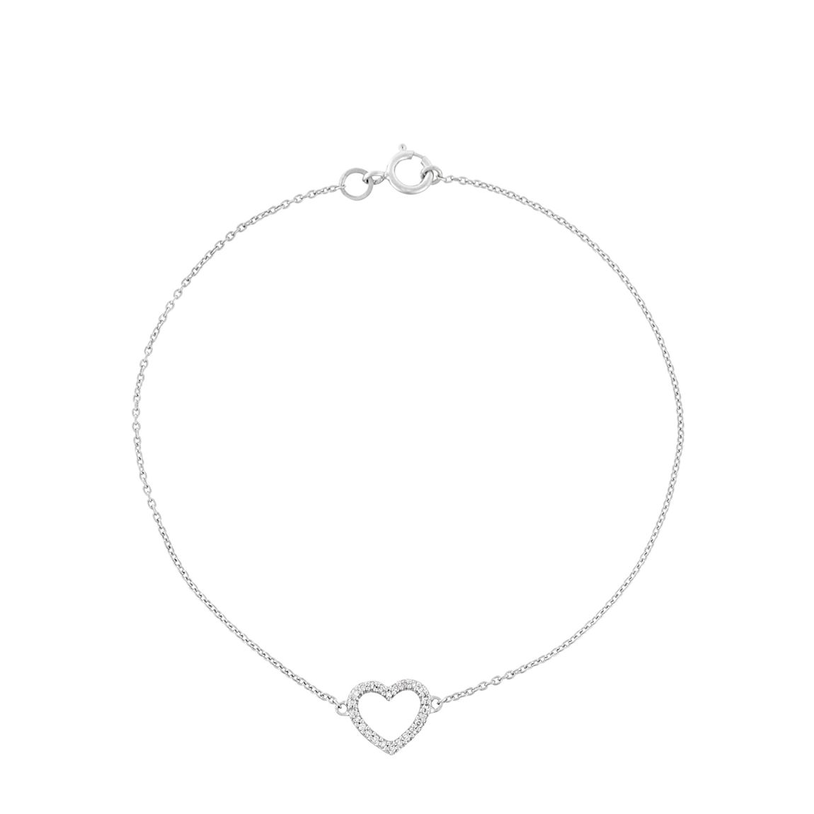 Silver Diamond Heart Pendant Bracelet main product photo