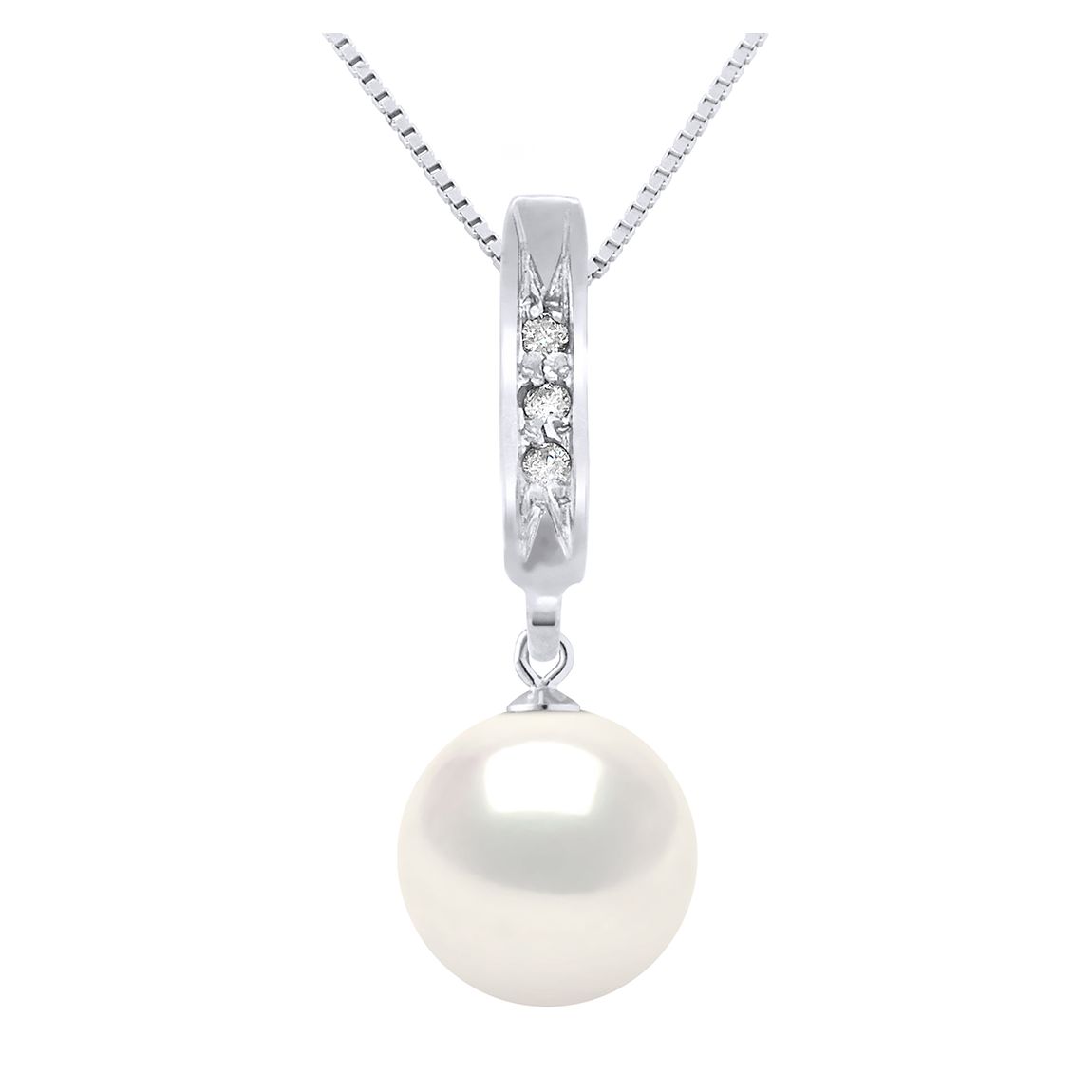 White Gold And Diamond Real Cultured Pearl Necklace main product photo