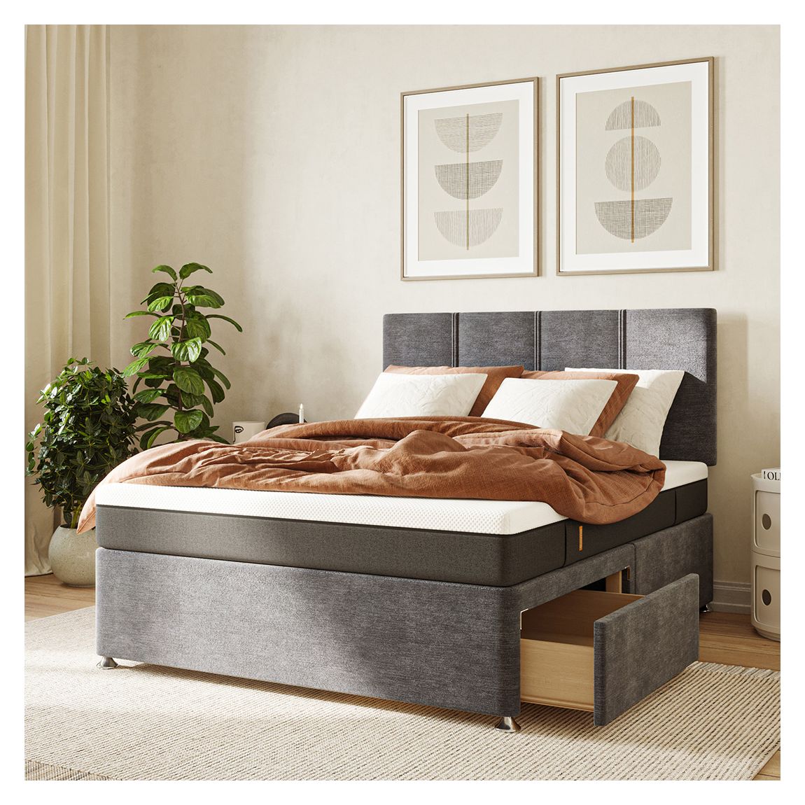 Divan Bed Dark Grey, Double main product photo