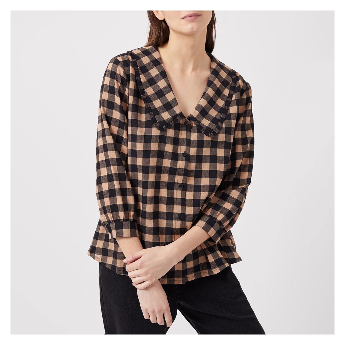 Multi Gingham Cotton Blend Blouse main product photo
