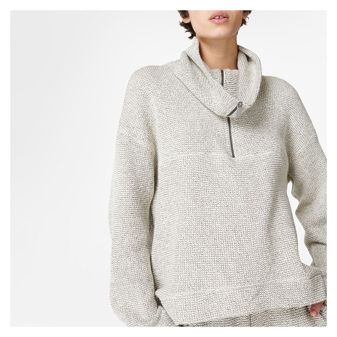 Lily White Restful Boucle Half Zip Sweatshirt main product photo