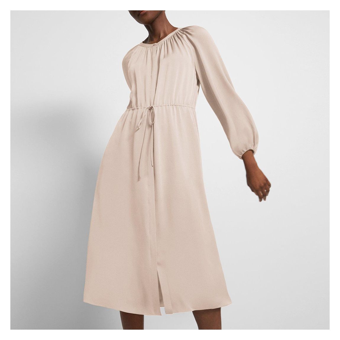 Rose Ruched Front Silk Midi Dress main product photo