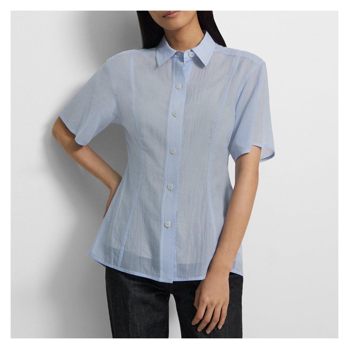 Pale Blue Elasticated Back Cotton Shirt main product photo