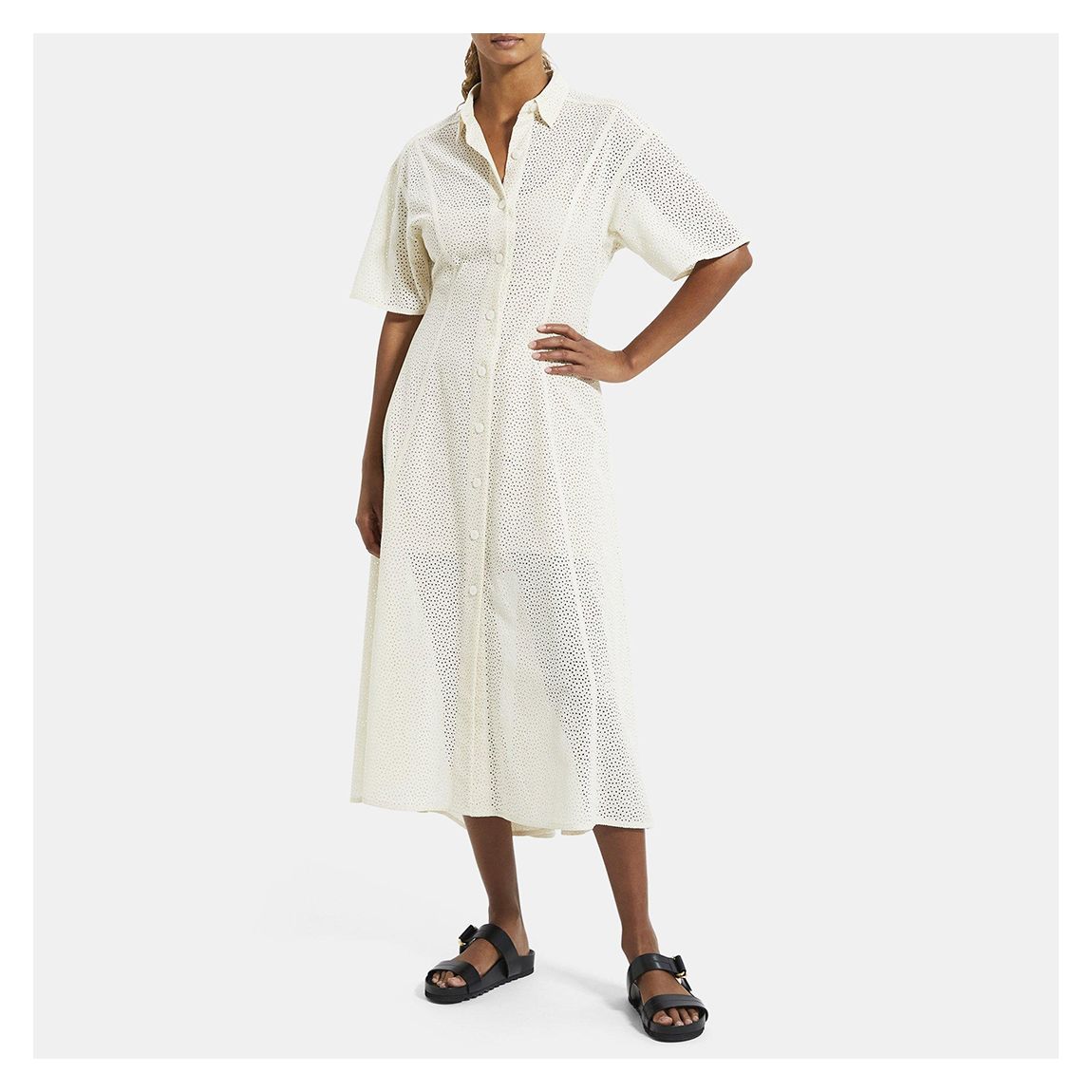 Ecru Broderie Cotton Shirt Dress main product photo