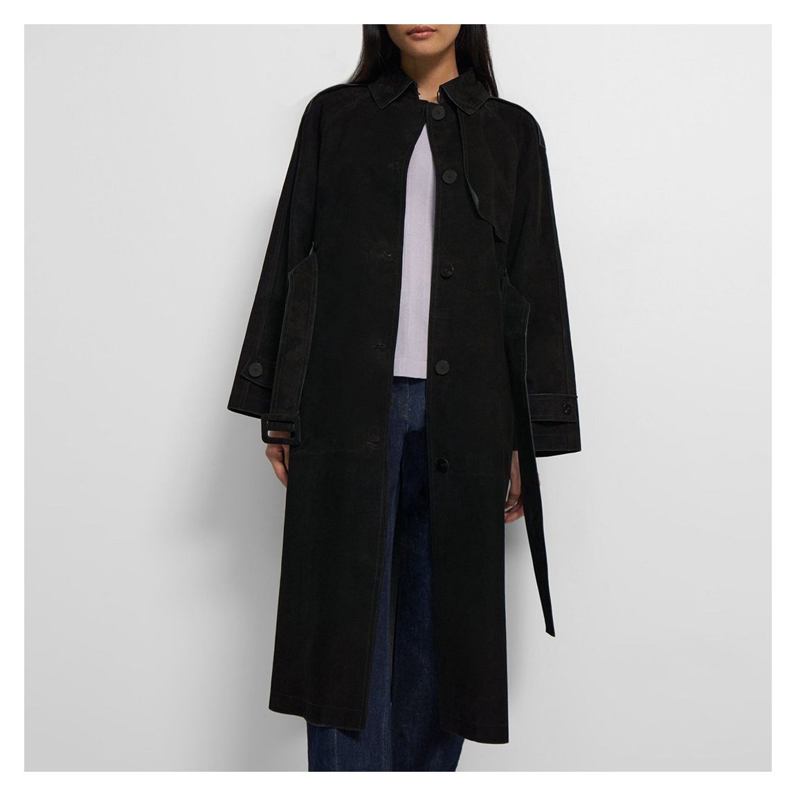 Black Leather Trench Coat main product photo