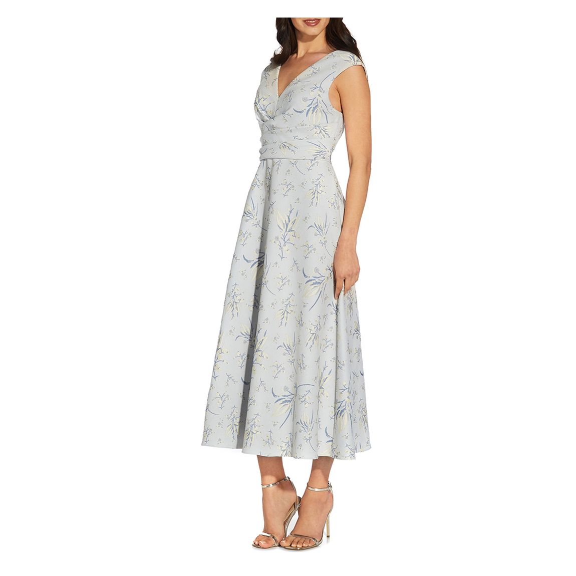 Blue Floral Jacquard Midi Dress main product photo