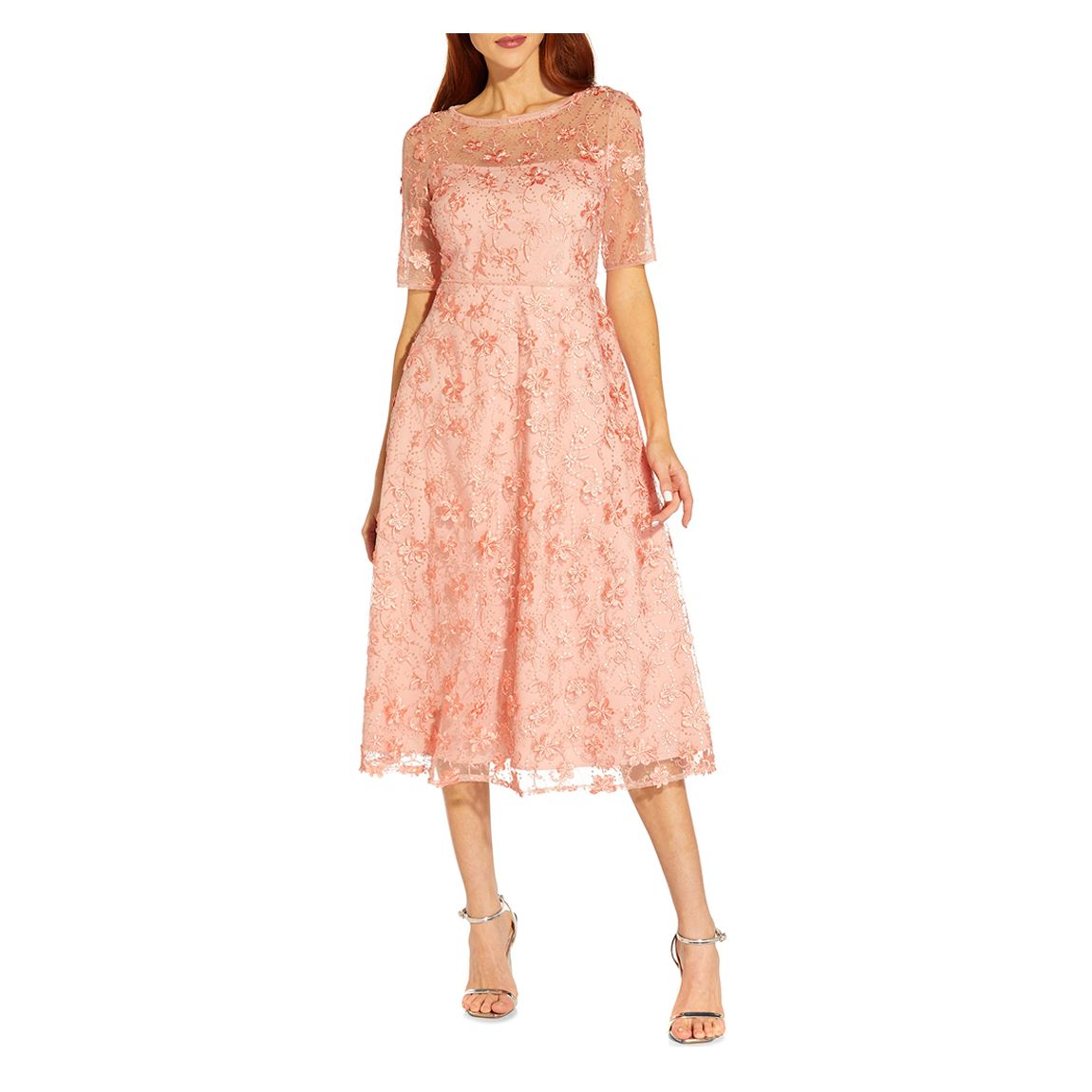 Coral Embroidered Midi Dress main product photo