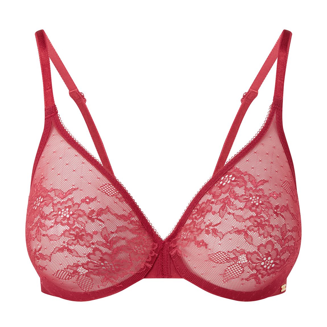 Raspberry Blush Glossies Lace Sheer Bra main product photo