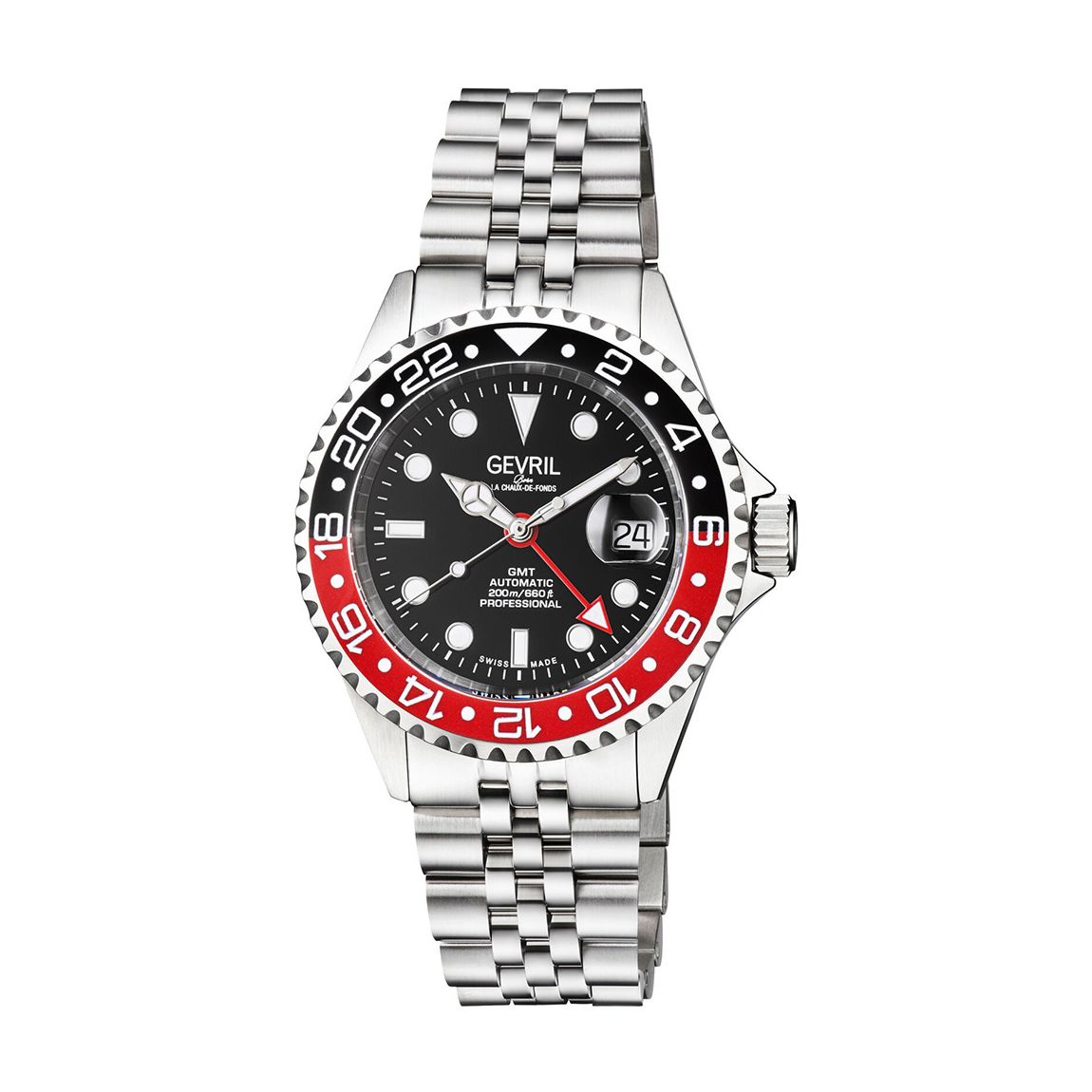 Men's Black/Silver/Red Wall Street Ceramic Bezel Watch 43mm main product photo