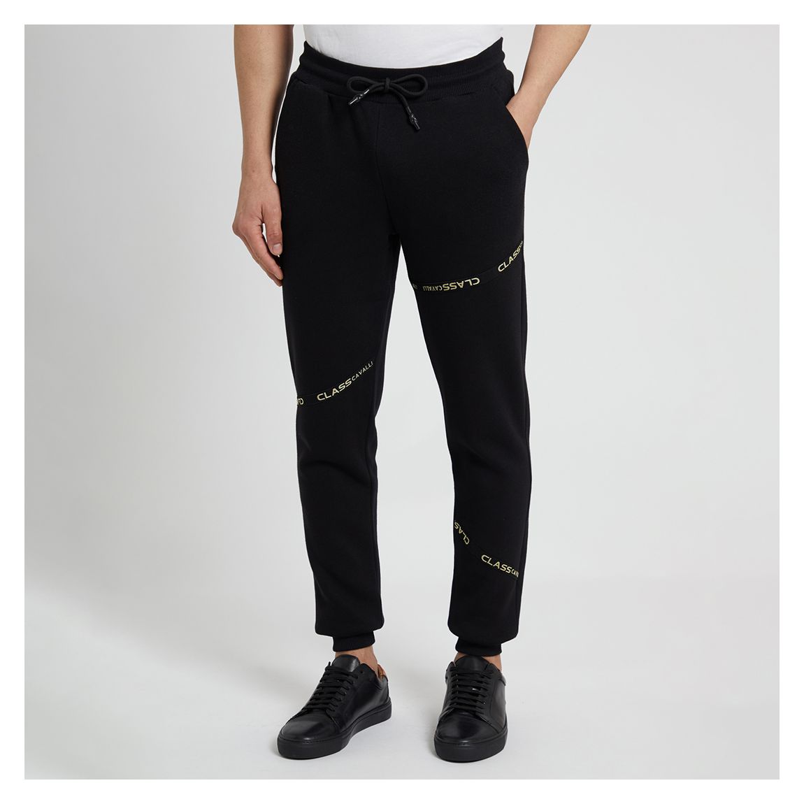 Black Logo Taping Cotton Blend Joggers main product photo
